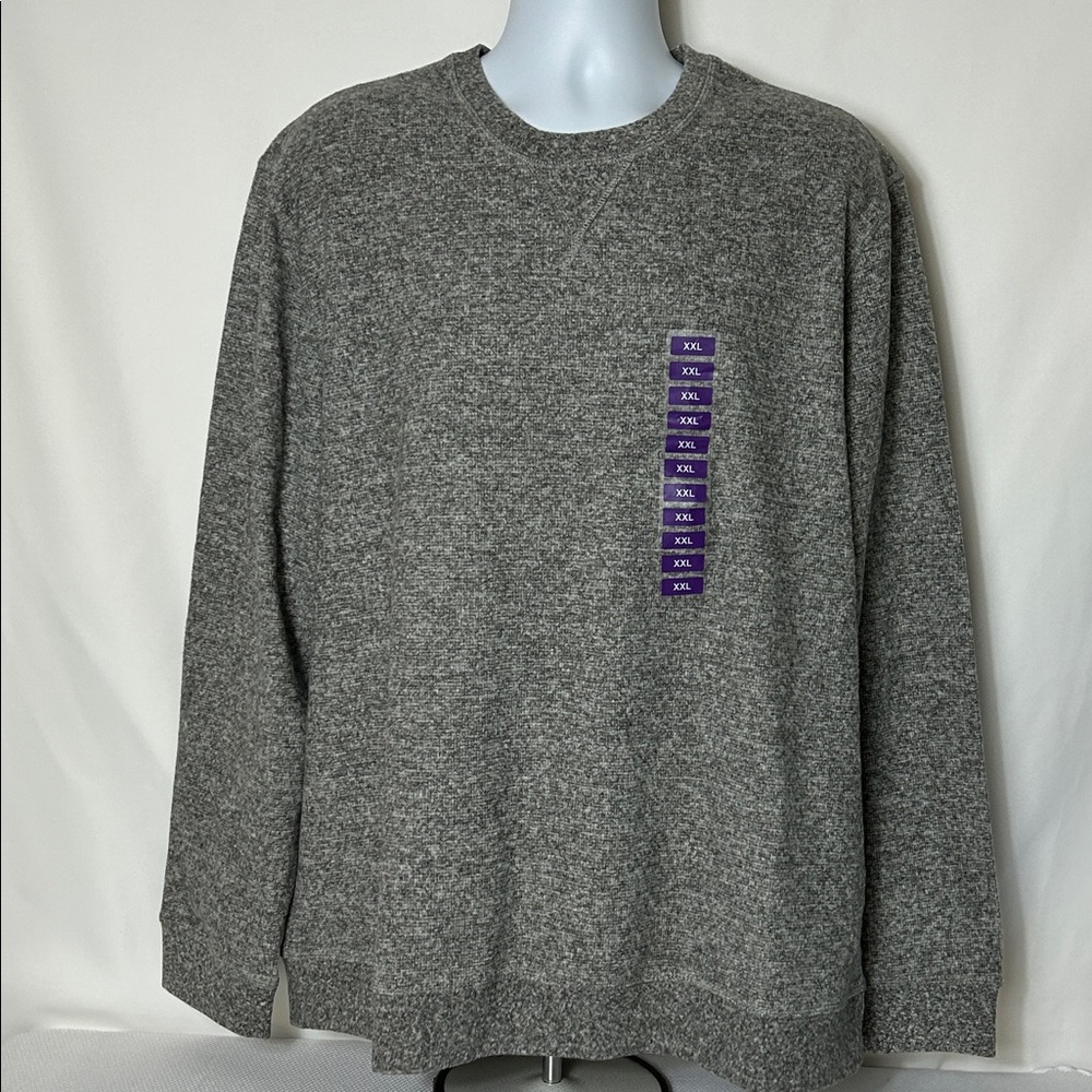 Members Mark Men’s Size XXL 2X Gray Long Sleeve Pullover Cotton Shirt Sweater